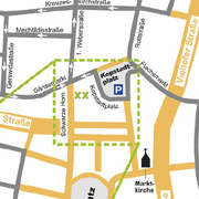 Anfahrtsskizze zur Kanzlei juraXX, Schwarze Horn 6, Essen